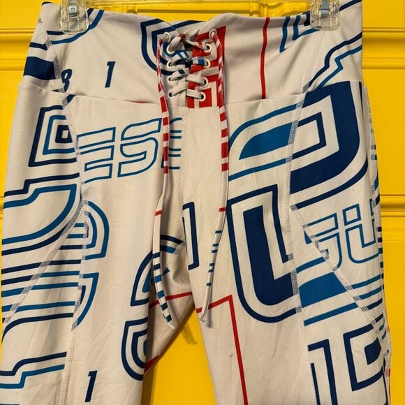 GUESS leggings pants running activewear size large logo print Athleisure Stretch - Picture 6 of 15